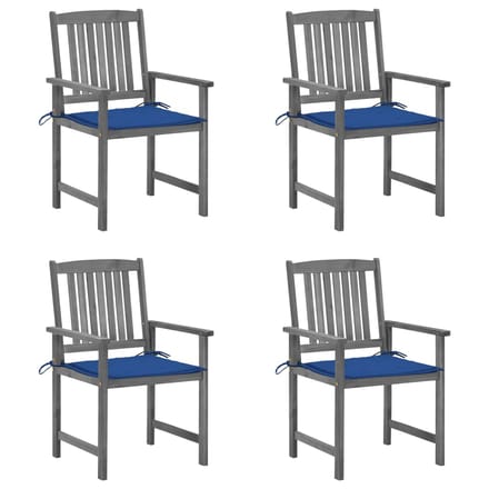 vidaXL - Tuinstoelen - 4 - st - met - kussens - massief - acaciahout - grijs