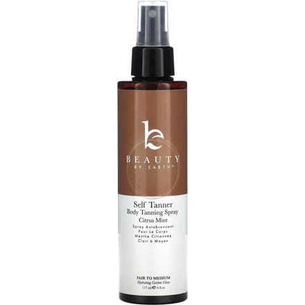 Beauty By Earth, Self Tanner, Body Tanning Spray, Citrus Mint, 6 fl oz (177 ml) brown