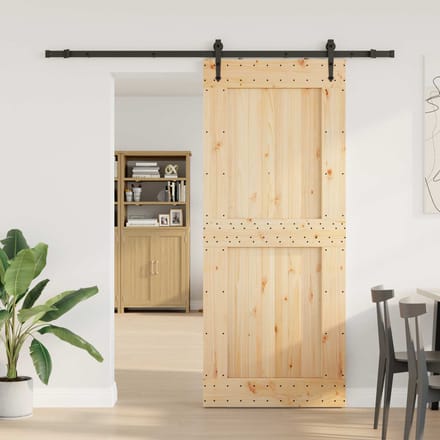 vidaXL - Schuifdeur - NARVIK - Naturel - en - Zwart - 95 - x - 210 - cm - (213,5 - cm)