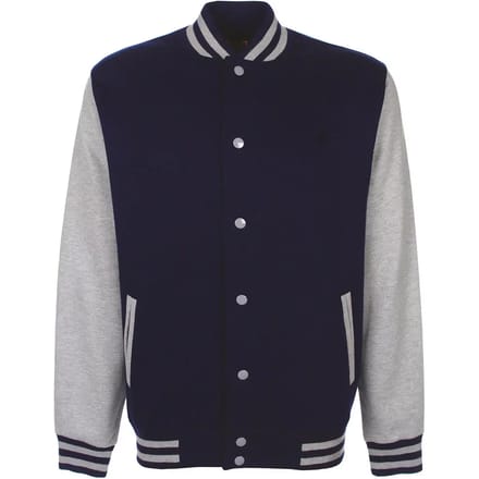 Varsity Jacket unisex merk FDM maat M Donkerblauw/Grijs