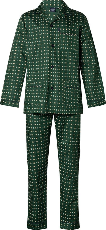 Gentlemen heren pyjama poplin - maat 48 - Blocks & dots - groen