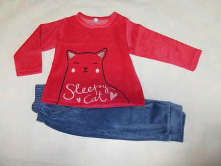 Wiplala - Jen & James  - Pyjama - Velour - Sleepy cat - Meisje - 4 jaar 104