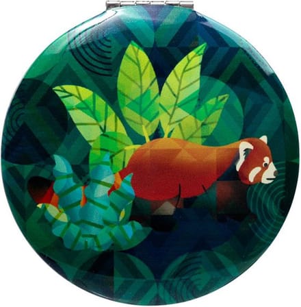 Spiegeltje Make-Up Compact Klep - Animals Kingdom - Dierenrijk - Rode Panda - 6.5x6.5x1cm