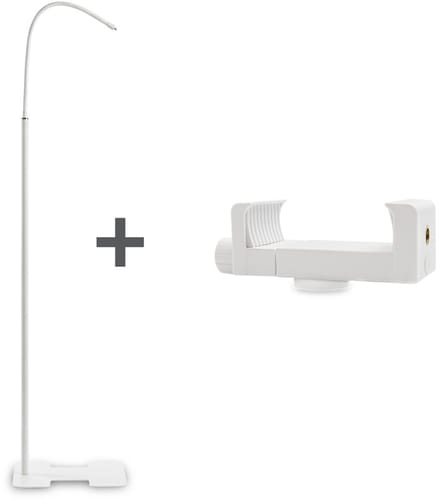 LUVION® Babyfoonhouder met Vloerstandaard - Universele Schroefaansluiting & Universele Cameraklem - Wit