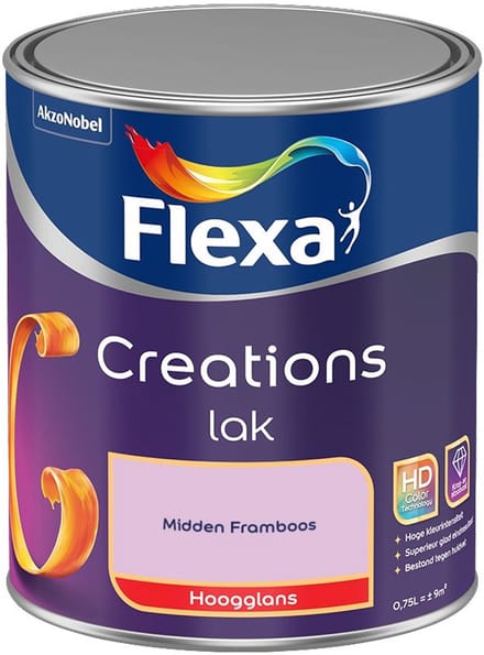 Flexa - Creations Lak Hoogglans - Midden Framboos - Mengverf - 750 Ml