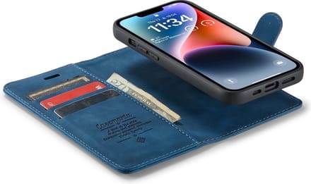 iPhone 14 Plus Bookcase hoesje - CaseMe - Effen Donkerblauw - Kunstleer
