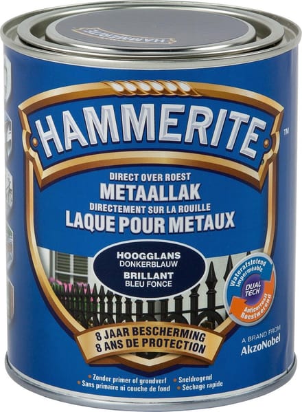 Hammerite Metaallak Hoogglans - Donker Blauw - 0,75 l - 10 m²/l - Afwerkingslaag