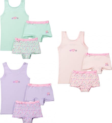 Funderwear - kleuter/kinder/tiener - Ondergoed sets - meisjes - Hartjes - 3 sets - maat 92/98