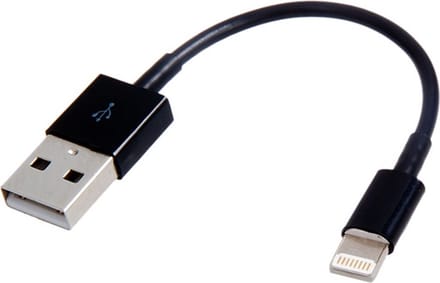 20cm Korte Lightning Compatibel USB kabel - Geschikt voor Apple iPhone en iPad Zwart