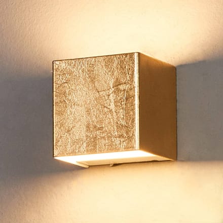 Lindby LED wandlamp Quentin, 9 cm breed, goudkleurig, metaal