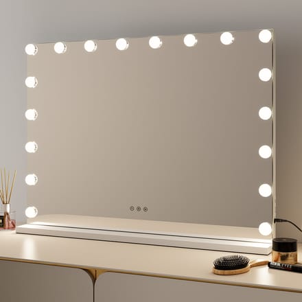 Milton & Oldbrook Hollywood Spiegel met Verlichting 80 x 58 cm Amora Wit