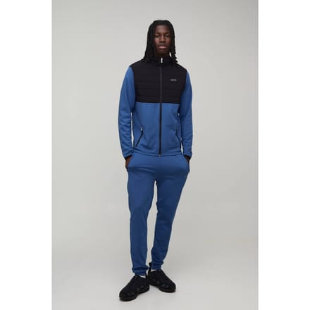 Heren Active Gequilt Regular Fit Trainingspak | Steel | Size Medium