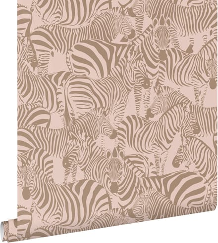 ESTAhome behang zebra's bruin en roze - 50 x 900 cm - 132215
