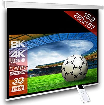 Motorisch projectiescherm 280 x 157 cm 16:9 FULL-HD 4K/8K 3D met afstandsbediening