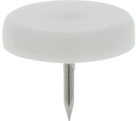 TARROX Meubelglijder Kunststof Spijkerbaar rond wit Ø 20 mm, 16 stuks