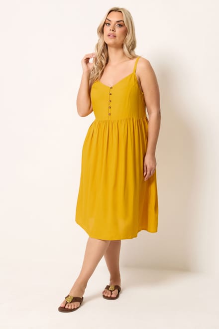 Yours Gele Midijurk Met Bandjes Size 50-52