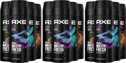 AXE Deodorant Bodyspray Mix 12 stuks - Marine / Africa / Apollo / Dark Temptation