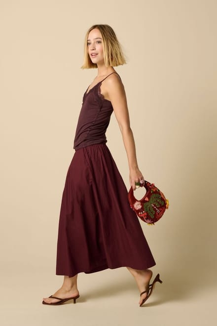 Sissy-Boy - Donkerrode velvet tas met kraaltjes