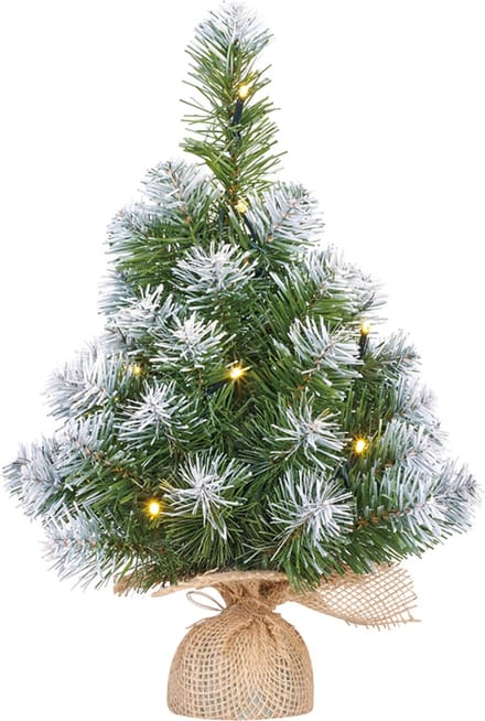 Mica Decorations Kunstkerstboom - nepsneeuw - 10 LED lampjes en sneeuw - H45 cm - Mini kerstboompjes