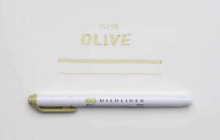 Zebra Mildliner Double-Sided Highlighter - Fine / Bold – Mild Olive / WKT7-MOL