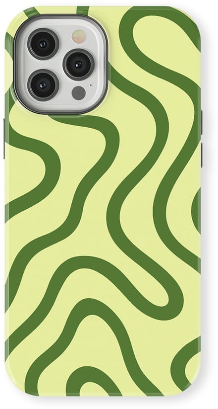 DripCase Curvy Lines Hoesje geschikt voor iPhone 12 Pro Max | Backcover met Mag | Design Tough Case geschikt voor iPhone 12 Pro Max Leaf Loop