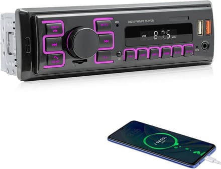 1 DIN Autoradio met Bluetooth, FM-radio en Handsfree Functie