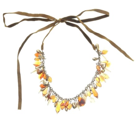 Behave - Ketting Bruin met Strik en Hangertjes - 50 cm - Verstelbaar