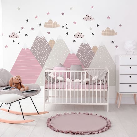 Kinderstickers met Scandinavische bergen van Jenika, 70 x 105 cm