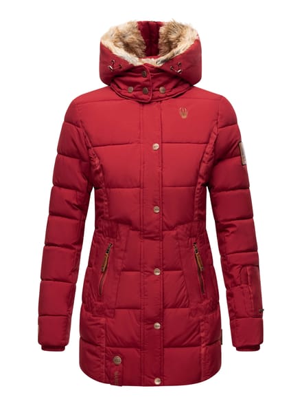 Marikoo dames winterjas met capuchon & imitatiebont voering