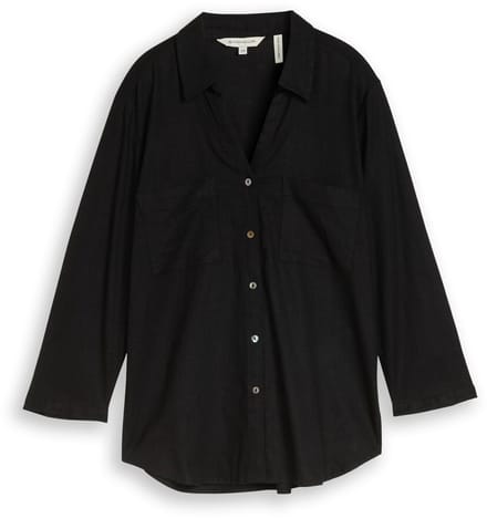Tom Tailor - Overhemdblouse met linnen - Maat 34 - deep black