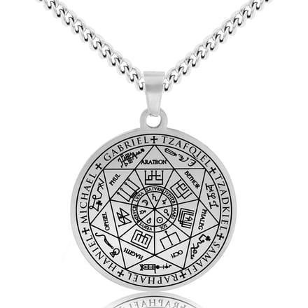 Beschermengelen Ketting Zilverkleurig - 7 Engelen Talisman / Medalion - Aartsengel - Engelen Hanger - 60cm