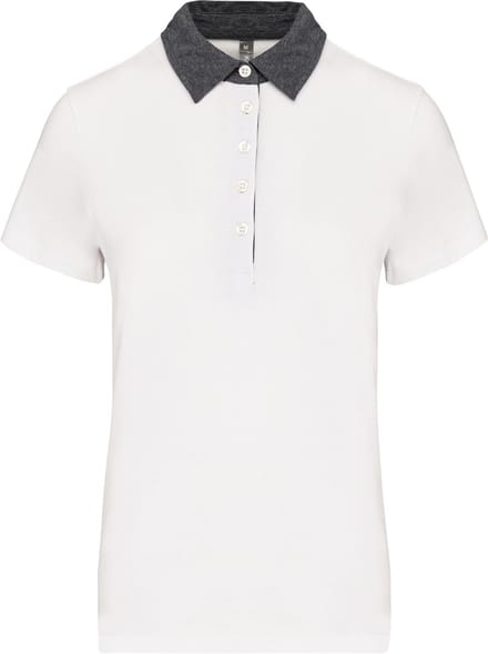 Kariban Tweekleurige damespolo jersey K261 - White / Dark Grey Heather - M