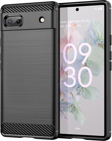 Hoesje geschikt voor Google Pixel 6a - Techsuit Carbon Silicone Back Cover - Zwart