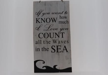 Tekstbord Waves 30x60 cm hangemaakt van hout