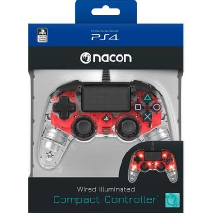 Bigben Nacon Wired Illuminated Compact Controller-Rood (PlayStation 4) Gebruikt