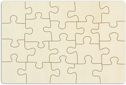 Houten Puzzel - Blanco Puzzel - Zelf Ontwerpen - Onbehandeld Multiplex - 20 Delen 29x19.5cm
