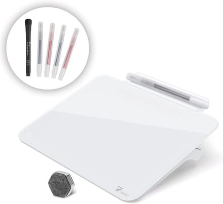 Bureau Whiteboard - Mini Bord Ezel - Notities Maken - Gehard Glas Oppervlak - 8 x 6 Inch - Wit