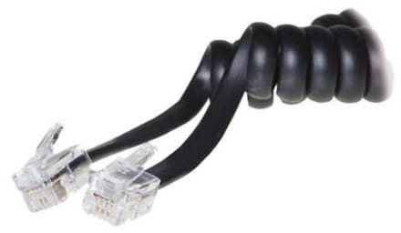 Telefonhörer-Spiralkabel--2x 4P4C schwarz 5m