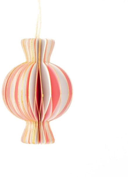 Papier honeycomb snoepje roze met wit