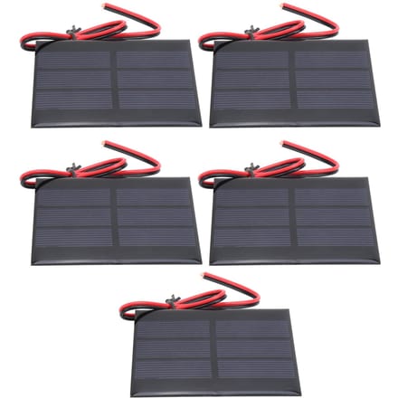 5 stuks mini zonnepaneel batterijcelbordmodule met 30 cm draad 60 x 80 x 3 mm DC 0,65 W 1,5 V black