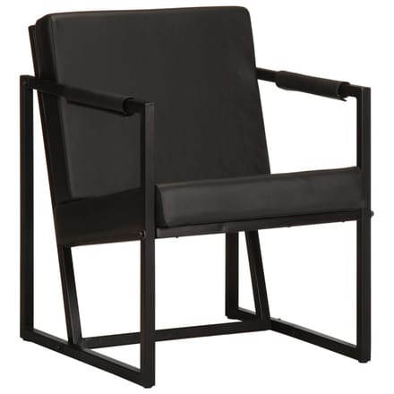 vidaXL - Fauteuil - echt - leer - zwart