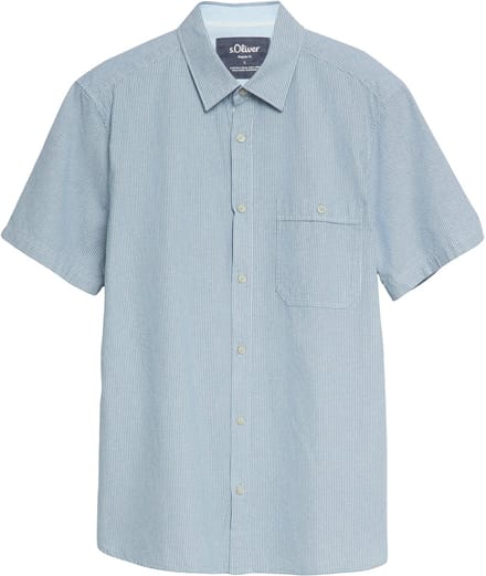 s.Oliver - male - Regular fit: fijn gestructureerd shirt met korte mouwen