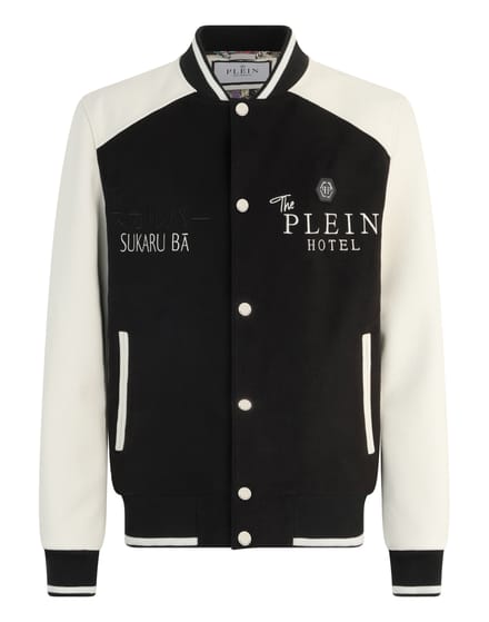 Wool & Leather Varsity Bomber Jacket Dragons