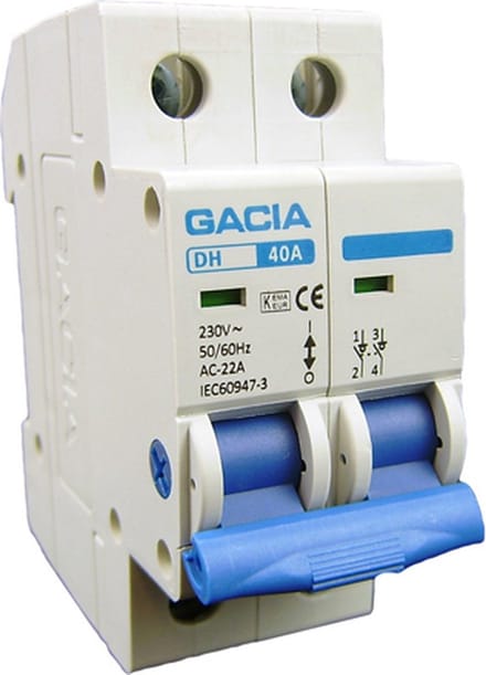 Gacia Hoofdschakelaar 40A 2P - DH240