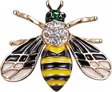 Fako Bijoux® - Broche - Bij - Bee - Kirstal - 27x34 mm - Geel/Zwart