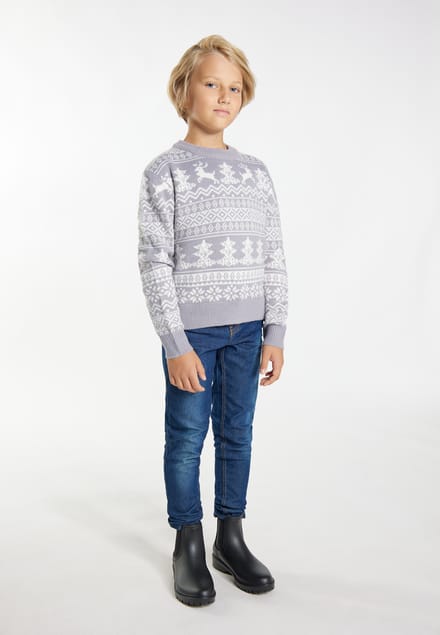 Mo Jumper jongens (kinderen) grijs wit