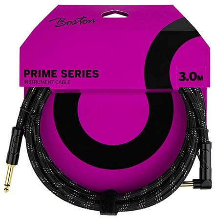 Boston GCRB-30A Prime Series Black Tweed Gitaarkabel Recht-Haaks 3 Meter