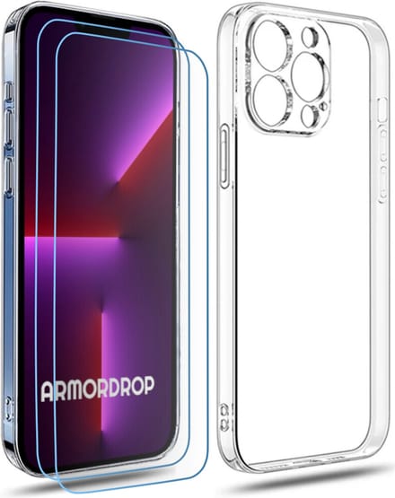 ArmorDrop Transparant Hoesje Inclusief 2x Screenprotector Geschikt Voor iPhone 13 Pro Max