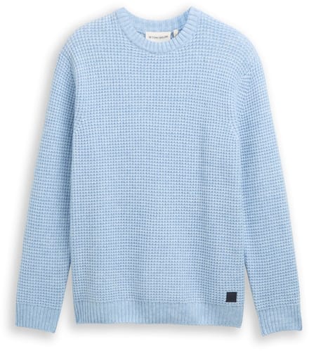Tom Tailor - Gebreide trui met wol - Maat XXL - sky blue melange white core