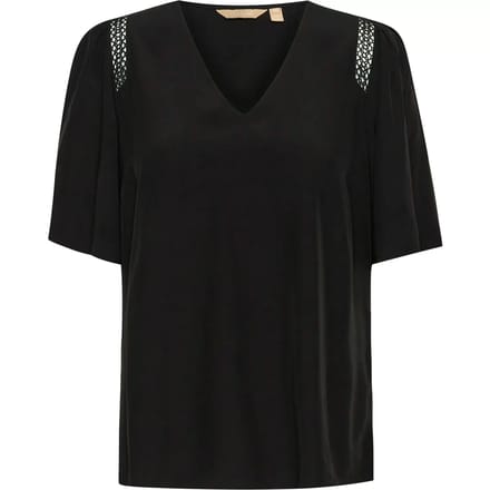 Blouse met korte mouwen Relaxed fit Blac